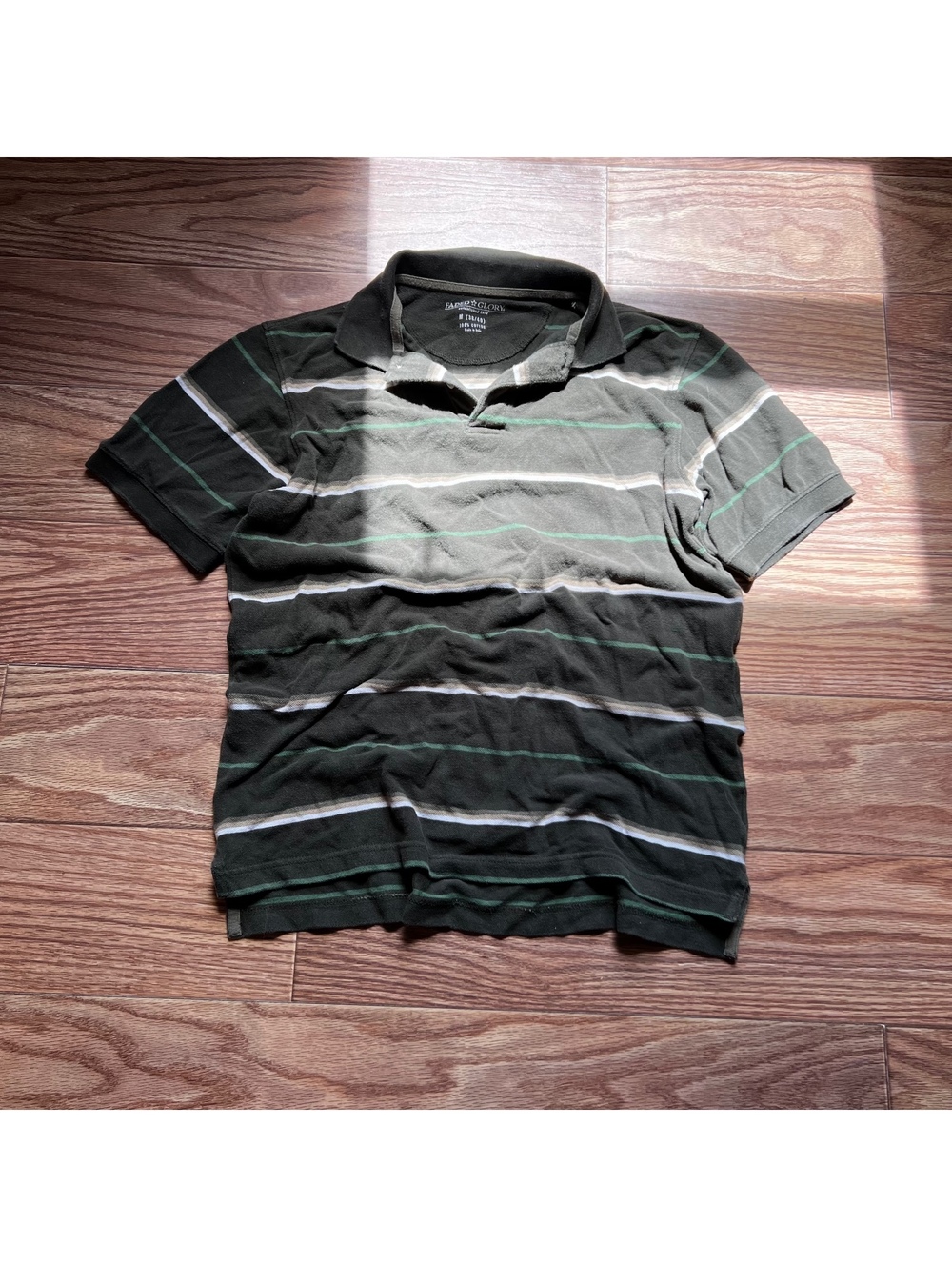 Vintage Y2K Faded Glory Striped surf Polo Shirt Medium Retro Streetwear Skater - Picture 1 of 2